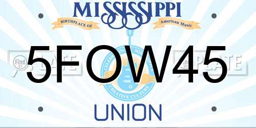 5FOW45 Mississippi License Plate