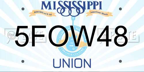 5FOW48 Mississippi License Plate