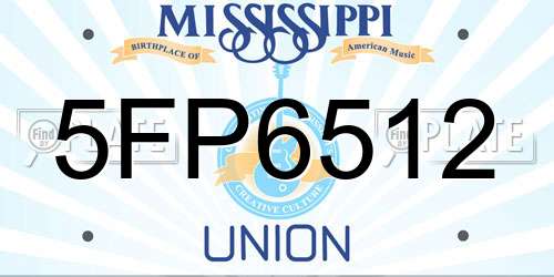 5FP6512 Mississippi License Plate