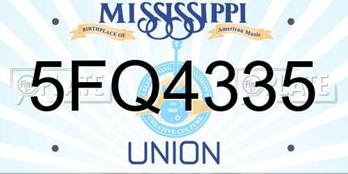 5FQ4335 Mississippi License Plate