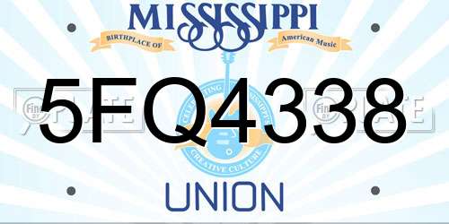 5FQ4338 Mississippi License Plate