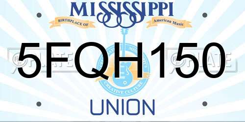 5FQH150 Mississippi License Plate