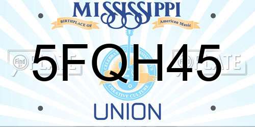 5FQH45 Mississippi License Plate