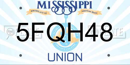 5FQH48 Mississippi License Plate