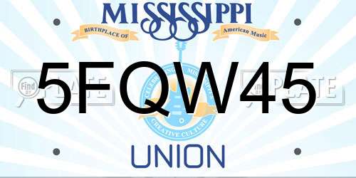 5FQW45 Mississippi License Plate