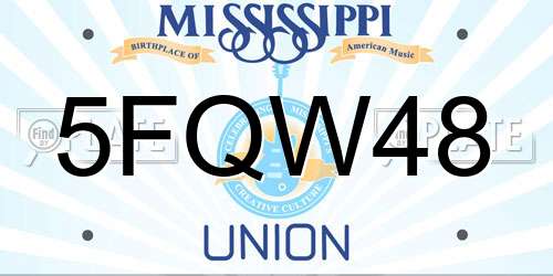 5FQW48 Mississippi License Plate
