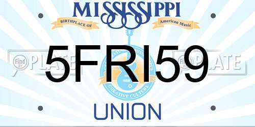 5FRI59 Mississippi License Plate