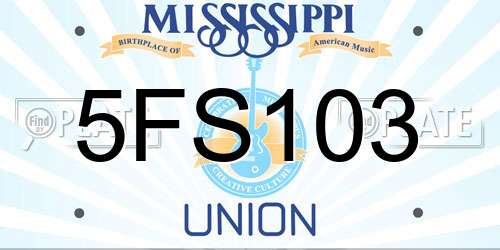 5FS103 Mississippi License Plate
