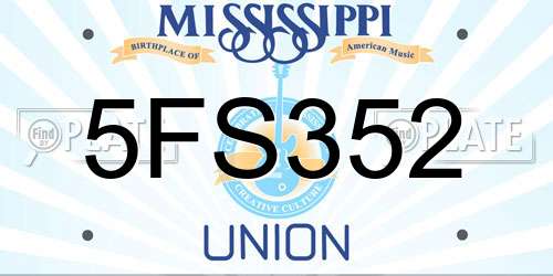 5FS352 Mississippi License Plate