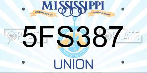 5FS387 Mississippi License Plate