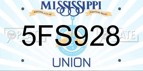 5FS928 Mississippi License Plate