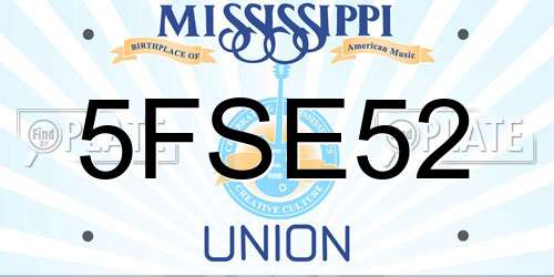 5FSE52 Mississippi License Plate