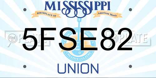 5FSE82 Mississippi License Plate