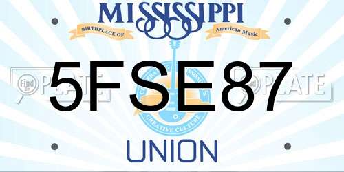 5FSE87 Mississippi License Plate