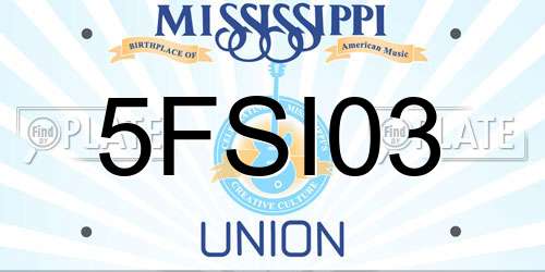 5FSI03 Mississippi License Plate