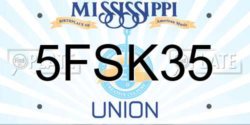 5FSK35 Mississippi License Plate