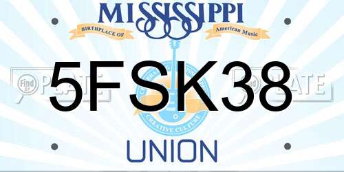 5FSK38 Mississippi License Plate