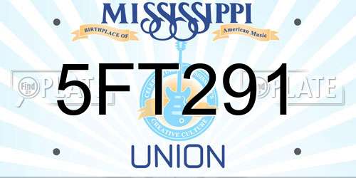 5FT291 Mississippi License Plate