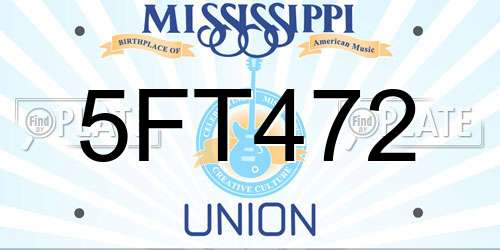 5FT472 Mississippi License Plate