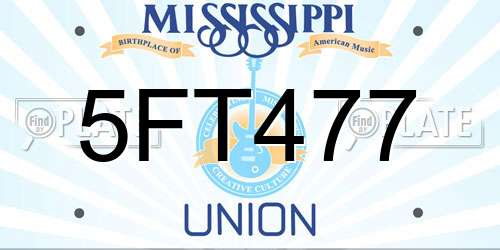 5FT477 Mississippi License Plate