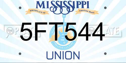 5FT544 Mississippi License Plate