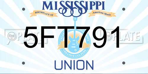 5FT791 Mississippi License Plate