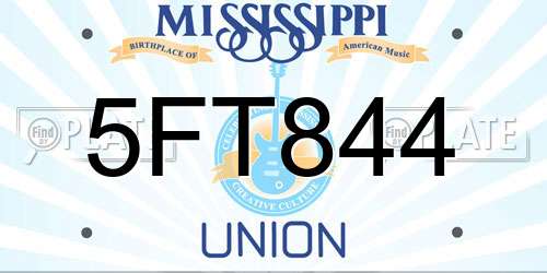 5FT844 Mississippi License Plate