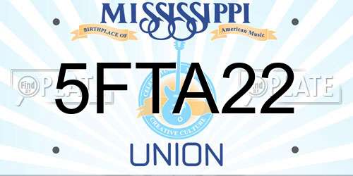5FTA22 Mississippi License Plate