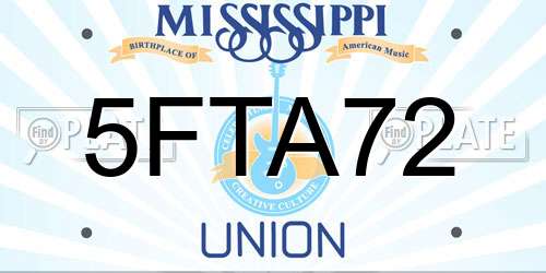 5FTA72 Mississippi License Plate