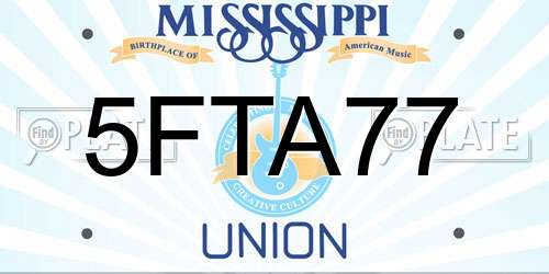 5FTA77 Mississippi License Plate