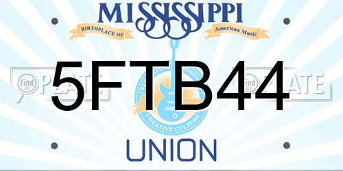 5FTB44 Mississippi License Plate