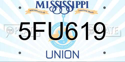 5FU619 Mississippi License Plate