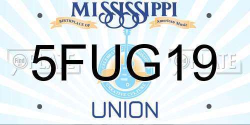 5FUG19 Mississippi License Plate