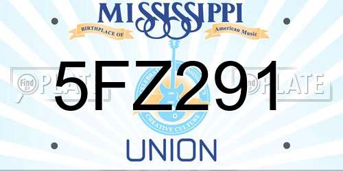 5FZ291 Mississippi License Plate