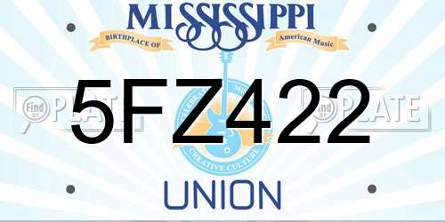 5FZ422 Mississippi License Plate