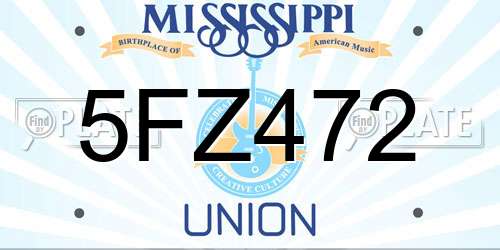 5FZ472 Mississippi License Plate
