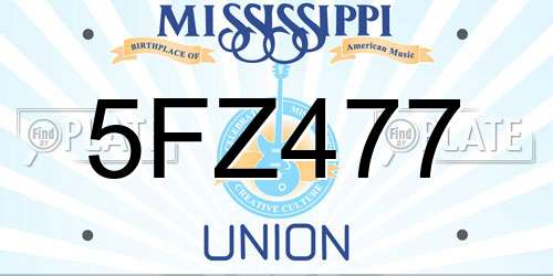 5FZ477 Mississippi License Plate