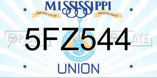 5FZ544 Mississippi License Plate