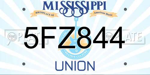 5FZ844 Mississippi License Plate