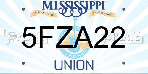 5FZA22 Mississippi License Plate