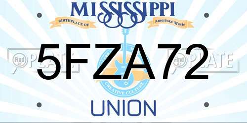 5FZA72 Mississippi License Plate