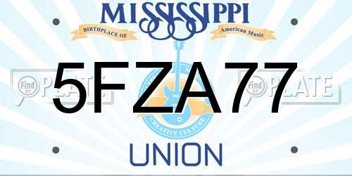5FZA77 Mississippi License Plate