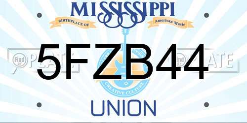 5FZB44 Mississippi License Plate