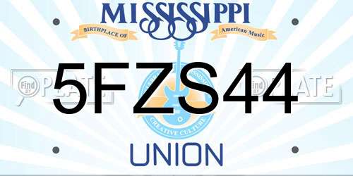 5FZS44 Mississippi License Plate