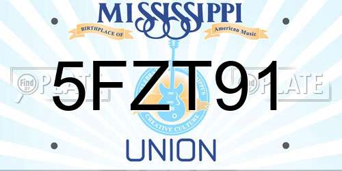 5FZT91 Mississippi License Plate