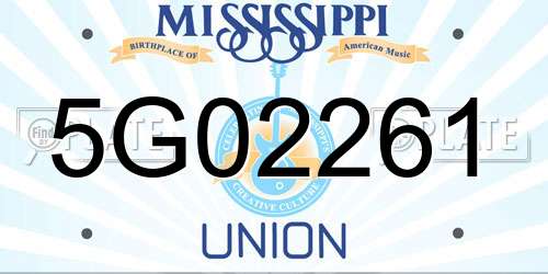 5G02261 Mississippi License Plate