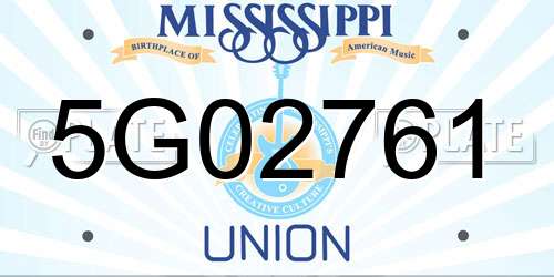 5G02761 Mississippi License Plate