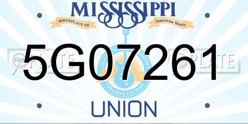 5G07261 Mississippi License Plate