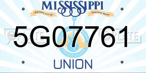 5G07761 Mississippi License Plate