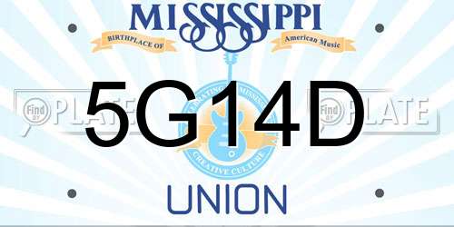 5G14D Mississippi License Plate